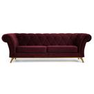 Sofá 180cm 3 Lugares Base Madeira Império B-278 Veludo Marsala - Domi