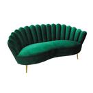 Sofa 183cm Verde Encosto Ondulado Pés Metal Luxo