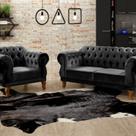 Sofá 2 e 1 Lugares Duquesa Decoração Sala Recepção Retrô Preto
