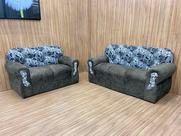 Sofá 2 e 3 Lugares Cinza com Floral 605/37 Viena
