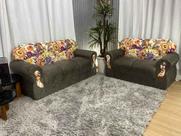 Sofá 2 e 3 Lugares Marrom Cappuccino com Floral 609/42 Viena