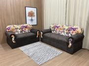Sofá 2 e 3 Lugares Marrom com Floral 603/42 Viena