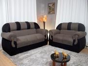 Sofá 2 e 3 Lugares Marrom com Preto 603/601 Corsa Sofá 2 e 3 Lugares Marrom com Preto 603/601 Corsa