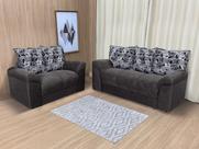 Sofá 2 e 3 Lugares Marrom Escuro com Floral 503/33 Chile