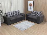 Sofá 2 e 3 Lugares Marrom Escuro com Floral 503/33 Porto