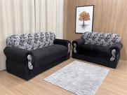 Sofá 2 e 3 Lugares Preto com Floral 601/33 Viena