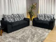 Sofá 2 e 3 Lugares Preto com Floral 601/37 Chile Sofá 2 e 3 Lugares Preto com Floral 601/37 Chile