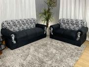 Sofá 2 e 3 Lugares Preto com Floral 601/37 Viena