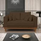 Sofá 2 Lugar Base Reforçada Madeira Tecido Suede + Almofada