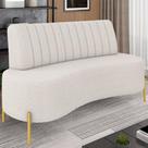 Sofá 2 Lugares 135cm Pés Aço Dourado Tamar Boucle Bege Z08 - Mpozenato