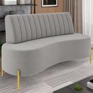 Sofá 2 Lugares 135cm Pés Aço Dourado Tamar Veludo Cinza Z08 - Mpozenato