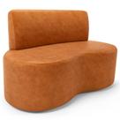 Sofá 2 Lugares 140cm Orgânico Para Sala de Estar Living Larissa L02 material sintético Canela Lyam Decor