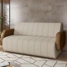 Sofá 2 Lugares 148cm Sala de Estar Munik Veludo Bege/Camel Z08 - Mpozenato