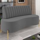 Sofá 2 Lugares 160cm Pés Aço Dourado Tamar Veludo Grafite Z08 - Mpozenato Sofá 2 Lugares 160cm Pés Aço Dourado Tamar Veludo Grafite Z08 - Mpozenato