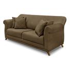 Sofá 2 Lugares 1,60m Pés de Madeira em Suede Caramelo - Amsterdam Lucadi Home