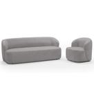 Sofá 2 Lugares 170cm Com Poltrona Giratória Orgânica Heidy F04 Veludo Cinza - Lyam Decor