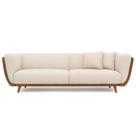 Sofá 2 Lugares 200cm Salezi Com Duas Almofadas material sintético Caramelo Bouclé Suave Off White - Sallar Home