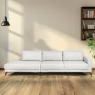 Sofa 2 Lugares 337Cm Com Chaise Pes Em Veludo Bege/Imbuia