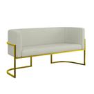 Sofá 2 Lugares Base Metal Dourada Reforçada Recepção Bouclê Bege Sofá 2 Lugares Base Metal Dourada Reforçada Recepção Bouclê Bege
