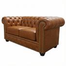 Sofá 2 Lugares Chesterfield Couro Natural