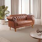 Sofá 2 Lugares Chesterfield Duque Yescasa Marrom Caramelo