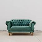 Sofá 2 Lugares Chesterfield Fixo em Veludo Verde Elizabeth Yescasa