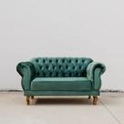 Sofá 2 Lugares Chesterfield Fixo em Veludo Verde Elizabeth Yescasa