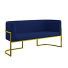 Sofá 2 Lugares Com Base De Metal Dourada Reforçada Azul Marinho Sofá 2 Lugares Com Base De Metal Dourada Reforçada Azul Marinho