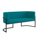 Sofá 2 Lugares Com Base De Metal Preto Reforçada Azul Turquesa Sofá 2 Lugares Com Base De Metal Preto Reforçada Azul Turquesa
