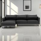 Sofá 2 Lugares com Chaise Lado Esquerdo e Revestimento em material sintético Preto