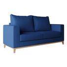 Sofá 2 Lugares Davos Base de Madeira Linho Cotton Azul Marinho