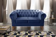 Sofá 2 Lugares Decoração Sara Recepção Dom Pedro Chesterfield Azul Marinho Sofá 2 Lugares Decoração Sara Recepção Dom Pedro Chesterfield Azul Marinho