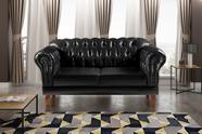 Sofá 2 Lugares Decoração Sara Recepção Dom Pedro Chesterfield Preto