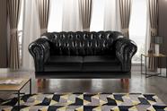 Sofá 2 Lugares Decoração Sara Recepção Dom Pedro Chesterfield Preto