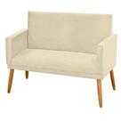 Sofá 2 Lugares Decorativo Para Sala de Estar Pés Madeira Retro Nina Suede Bege