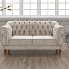 Sofá 2 Lugares Duquesa Chesterfield Decoração Recepção Bege Claro Sofá 2 Lugares Duquesa Chesterfield Decoração Recepção Bege Claro