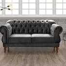 Sofá 2 Lugares Duquesa Chesterfield Decoração Recepção Cinza Grafite Sofá 2 Lugares Duquesa Chesterfield Decoração Recepção Cinza Grafite