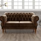 Sofá 2 Lugares Duquesa Chesterfield Decoração Recepção Marrom