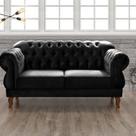 Sofá 2 Lugares Duquesa Chesterfield Decoração Recepção Preto
