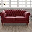 Sofá 2 Lugares Duquesa Chesterfield Decoração Recepção Vermelho Bordô