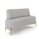 Sofá 2 Lugares Living 135cm Pé Ferro Dourado Maraú Linho Cinza K01 - D'Rossi