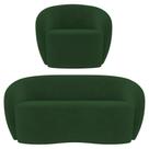 Sofá 2 Lugares Living 160cm e 1 Poltrona Giratória Garbin K04 Veludo Verde - Mpozenato