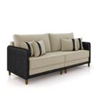 Sofá 2 Lugares Living 172cm Pé Madeira Valença Pto/Veludo K01 - D'Rossi