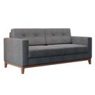 Sofá 2 Lugares Living Pés e Base em Madeira Linho Cotton Cinza