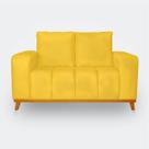 Sofá 2 Lugares Memphis Ultra Conforto em Madeira Maciça e Suede Amarelo - LH Decor