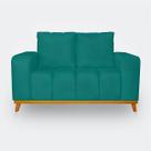 Sofá 2 Lugares Memphis Ultra Conforto em Madeira Maciça e Suede Azul Turquesa - LH Decor