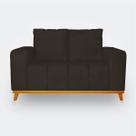 Sofá 2 Lugares Memphis Ultra Conforto em Madeira Maciça e Suede Marrom - LH Decor