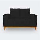 Sofá 2 Lugares Memphis Ultra Conforto em Madeira Maciça e Suede Preto - LH Decor