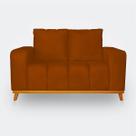 Sofá 2 Lugares Memphis Ultra Conforto em Madeira Maciça e Suede Terracota - LH Decor