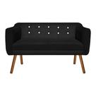 Sofá 2 Lugares Namoradeira com Strass Julia Pé Palito Castanho Suede Preto M11 DRossi